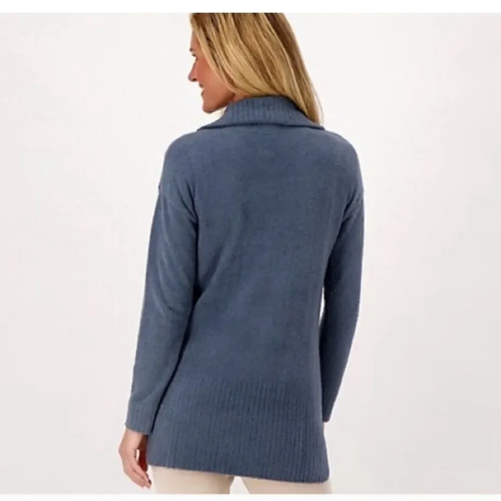 Barefoot Dreams Cozychic Lite Blue Gray Half Zip Tunic Sweater Women’s Large